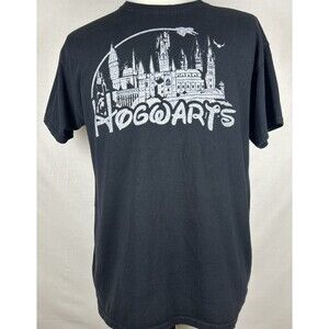 Hogwarts Men's Large T-shirt Distressed Harry Potter Medium Weight Black Cotton